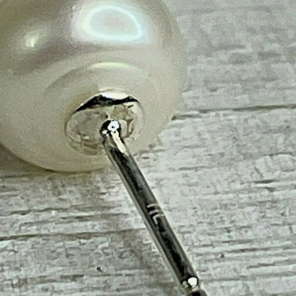 Button Pearl Pierced Post 925 Sterling Silver Earrings Signed TIL - Picture 6 of 8